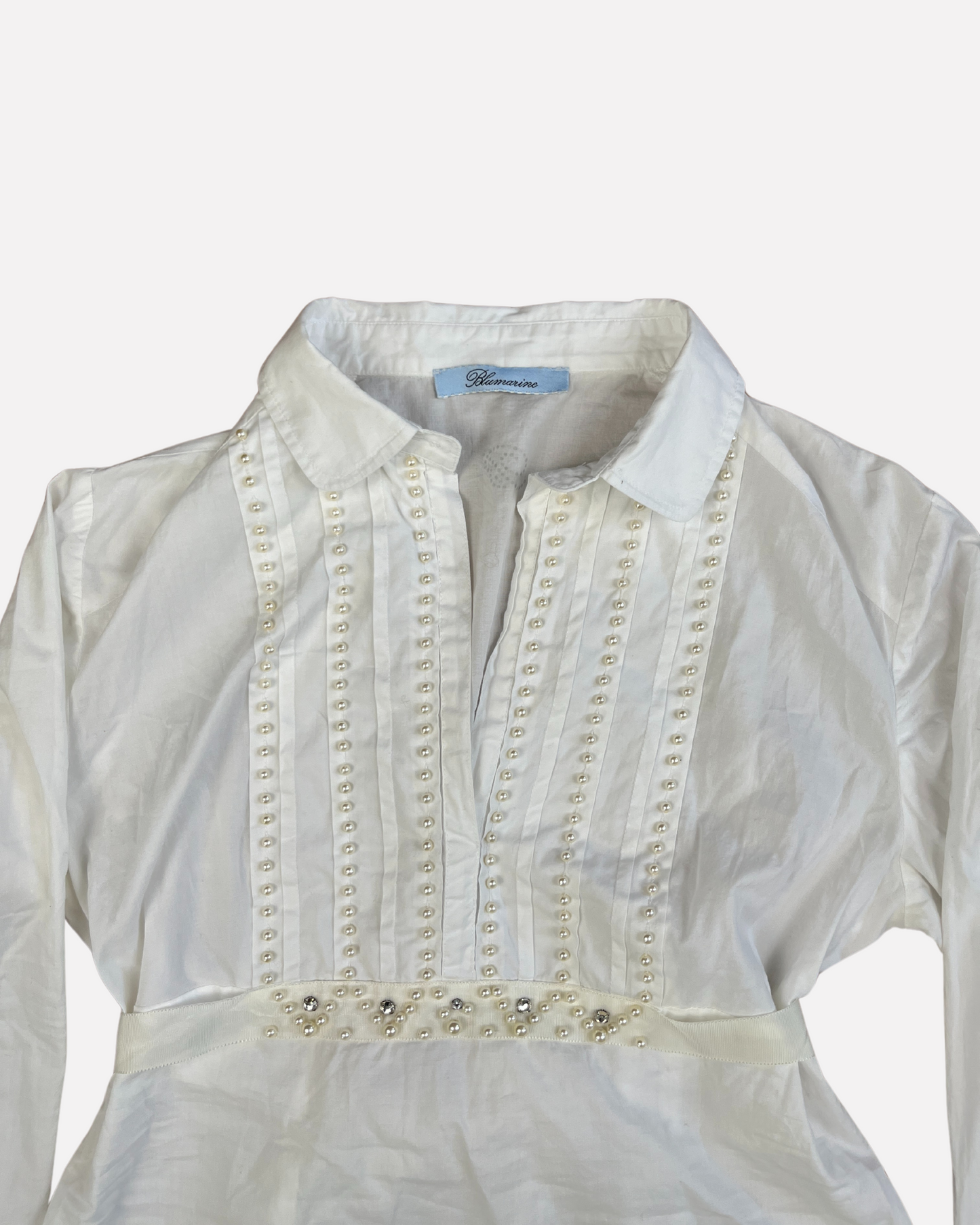 Blumarine rhinestone fitted shirt☆ size S