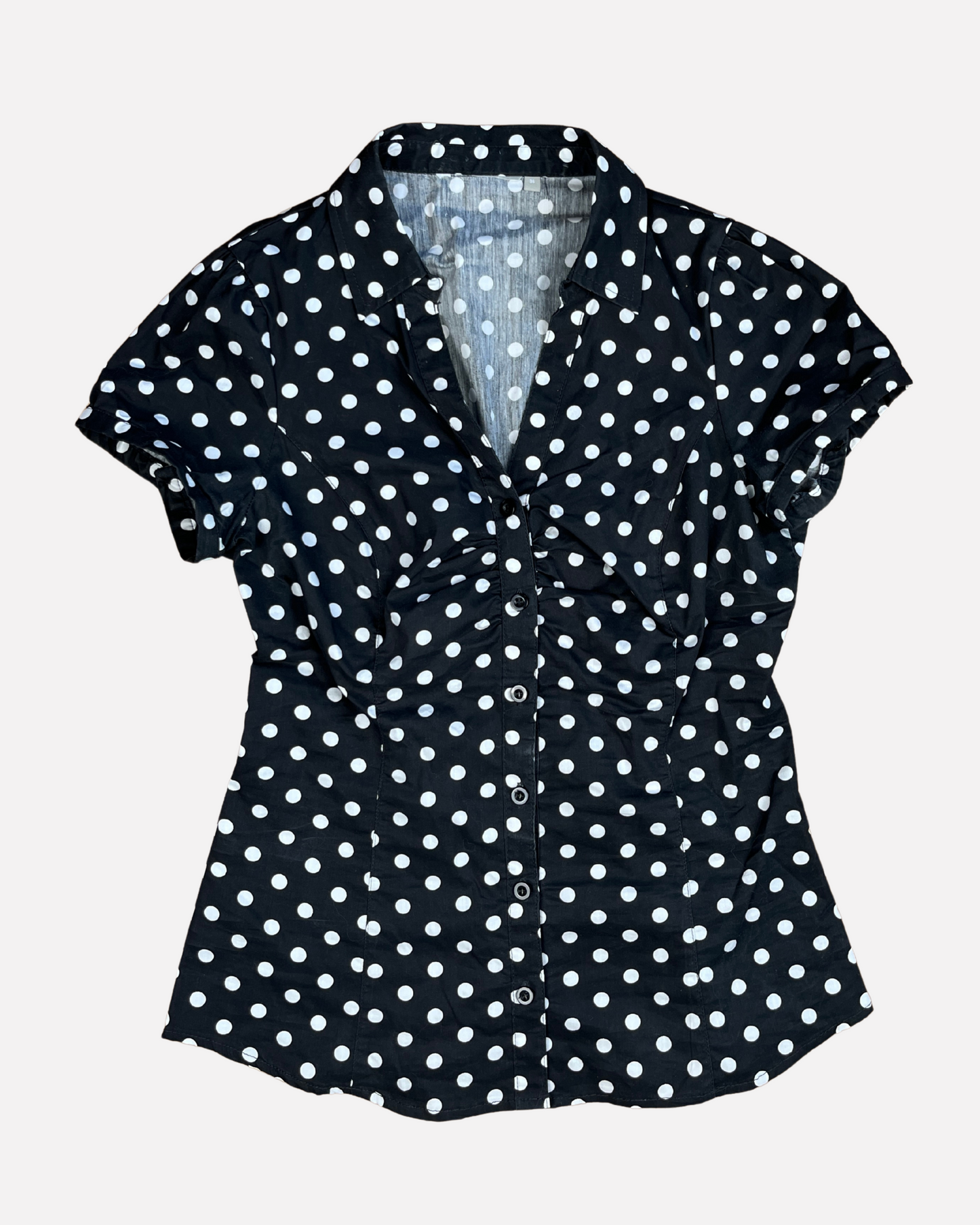vintage polkadot fitted blouse top ☆ size S