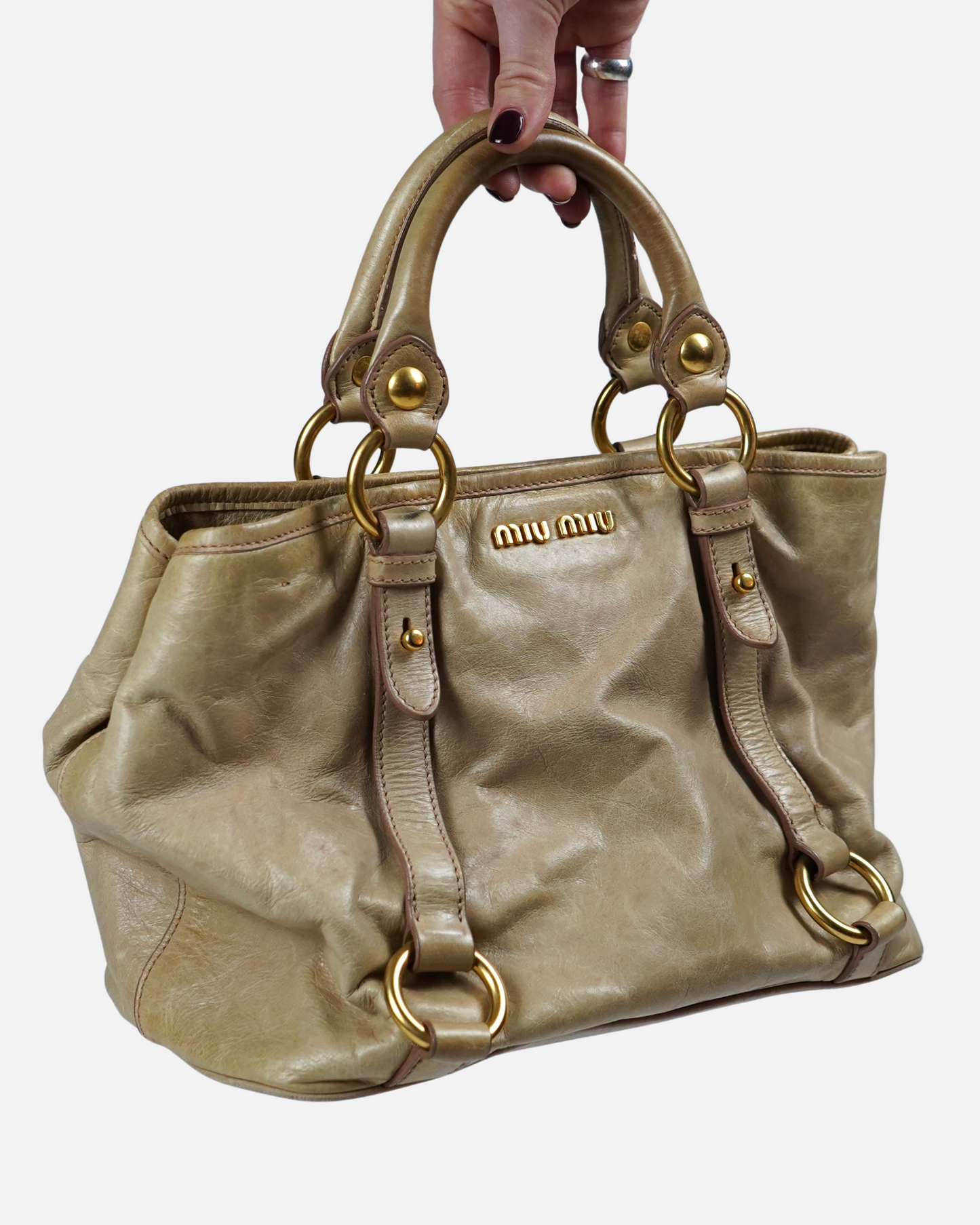 Miu Miu vitello leather 2way bag in beige