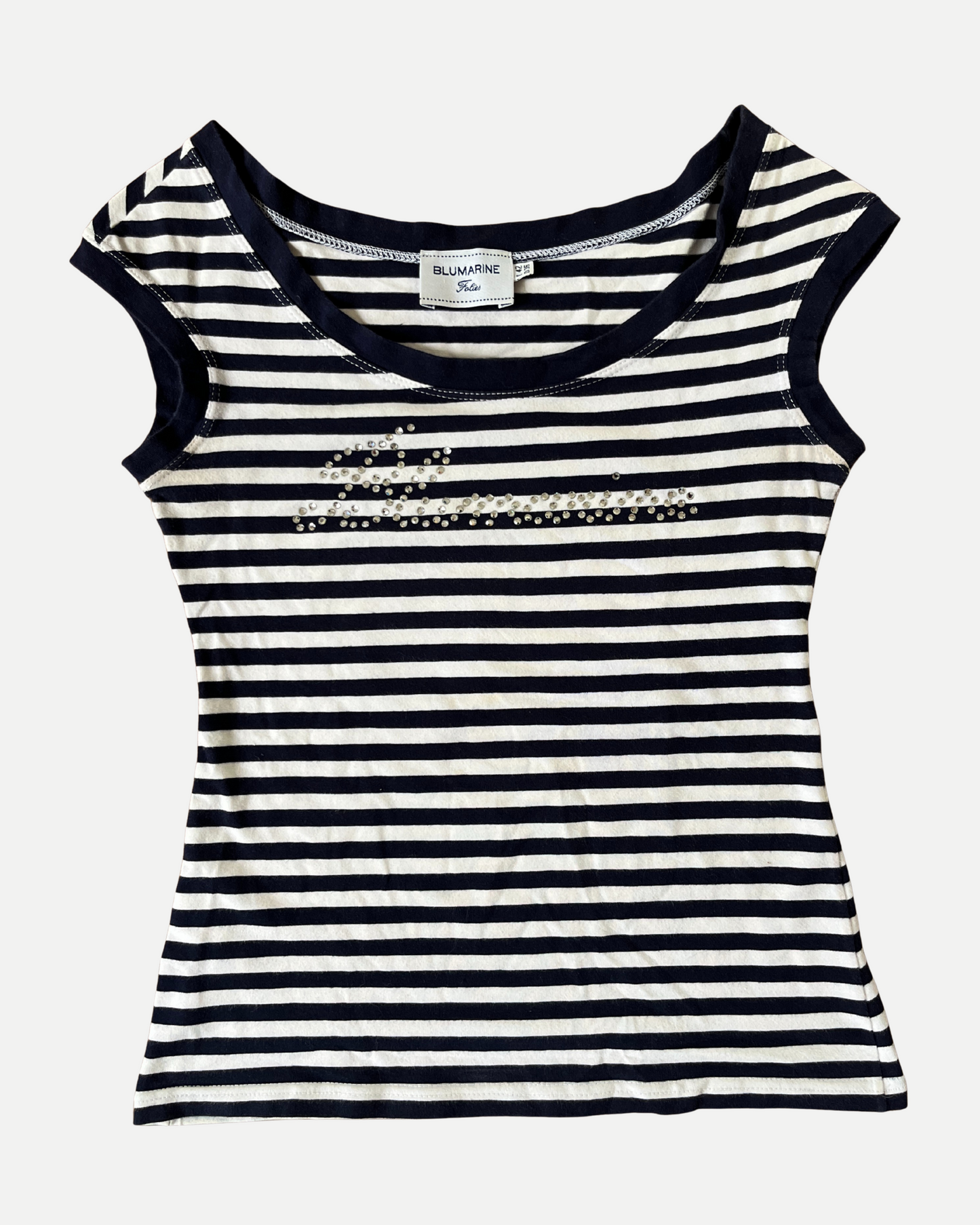 Blumarine striped rhinestone top ☆ size S