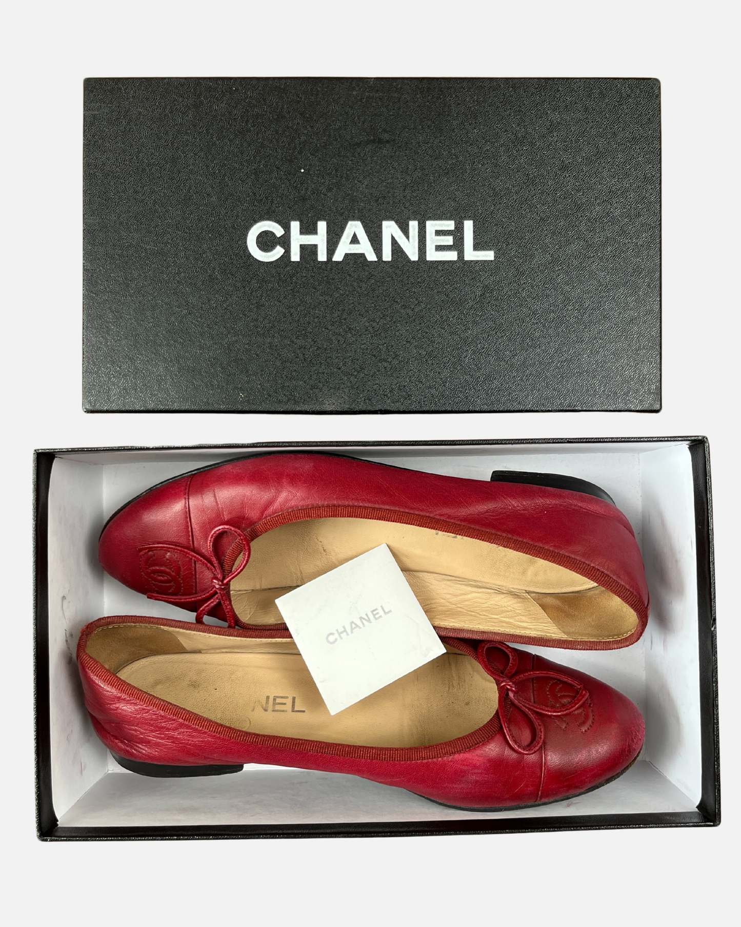 Chanel leather ballet flats in red ☆ size 38,5