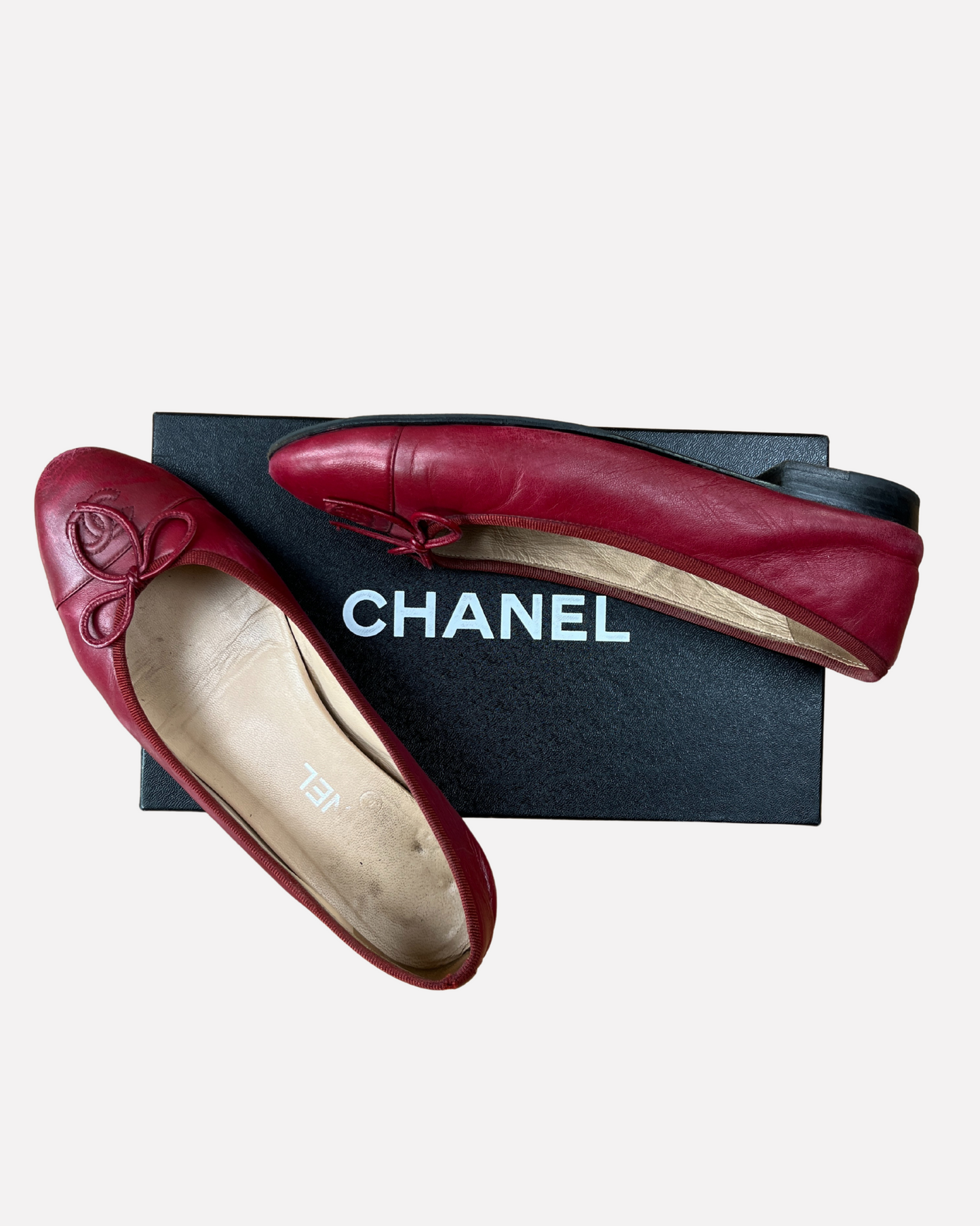 Chanel leather ballet flats in red ☆ size 38,5