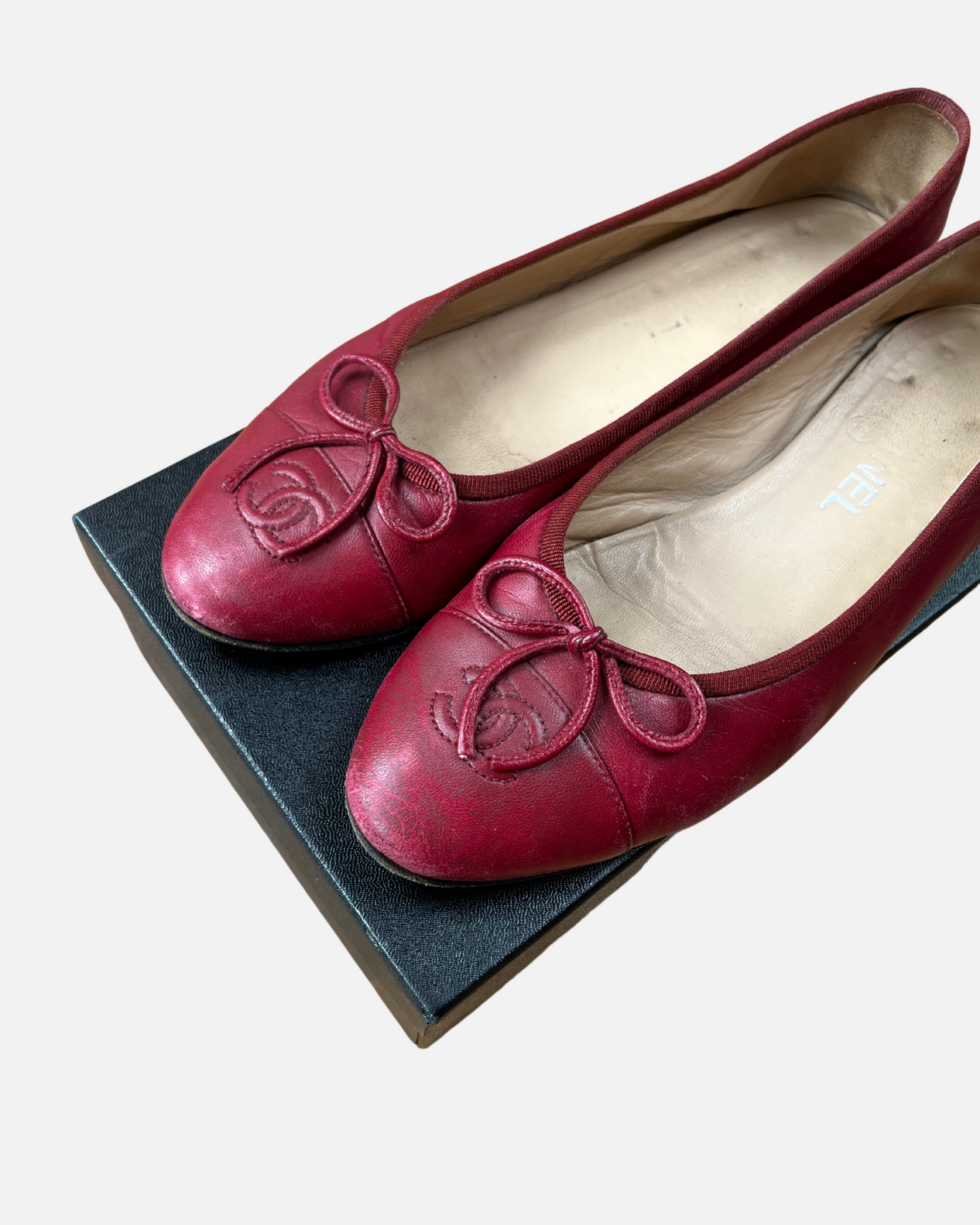 Chanel leather ballet flats in red ☆ size 38,5