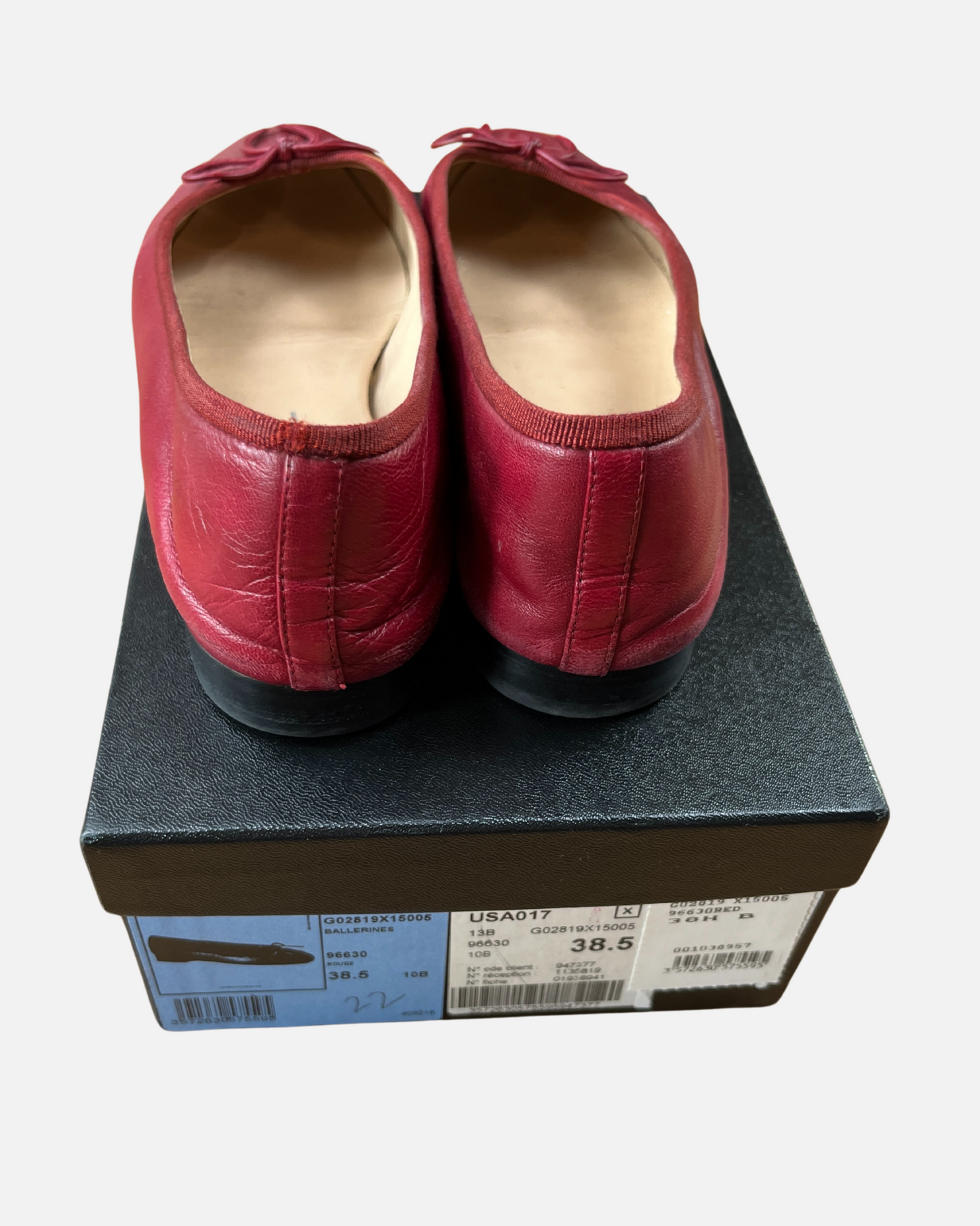 Chanel leather ballet flats in red ☆ size 38,5