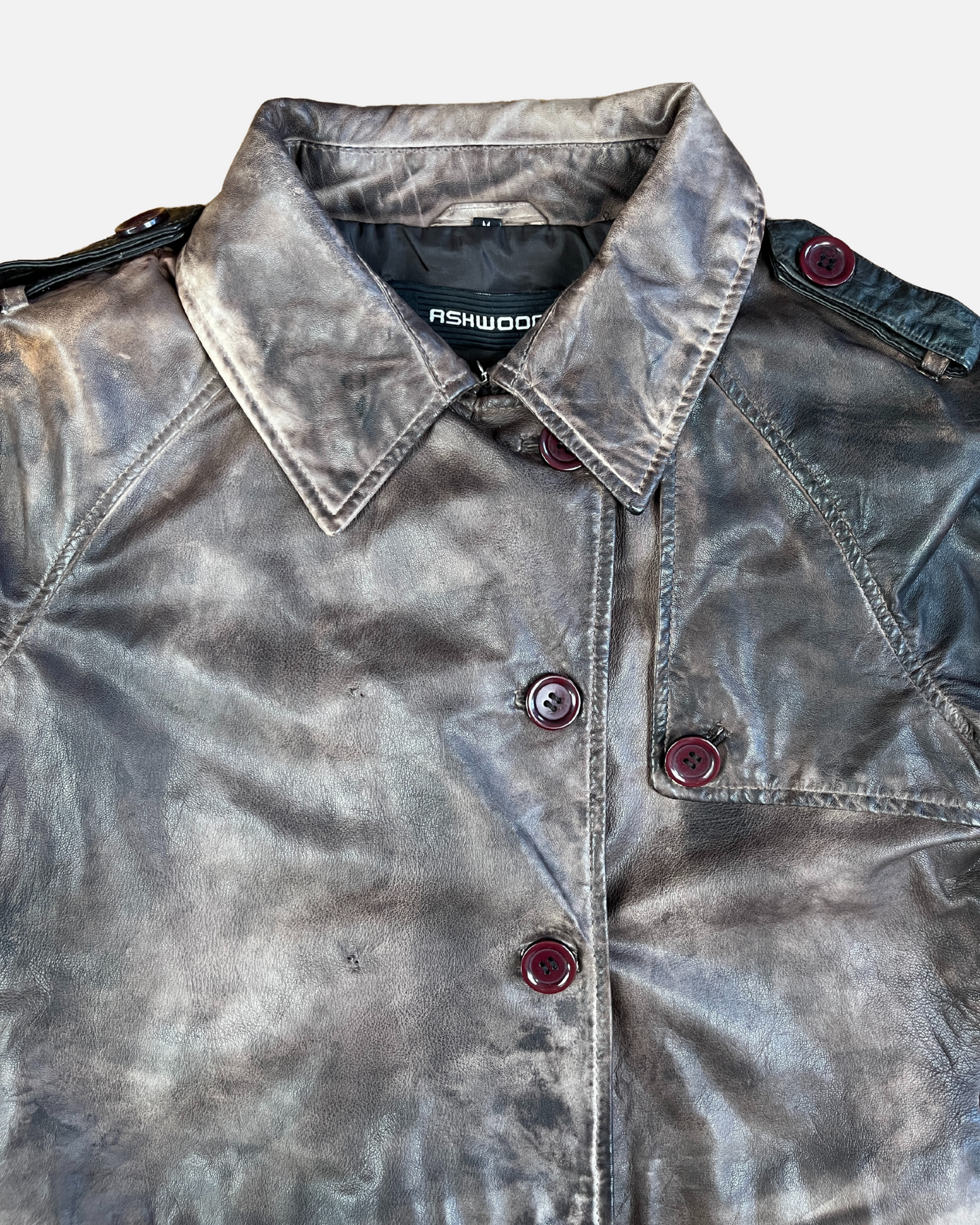 Vintage brown cropped leather jacket☆ size M