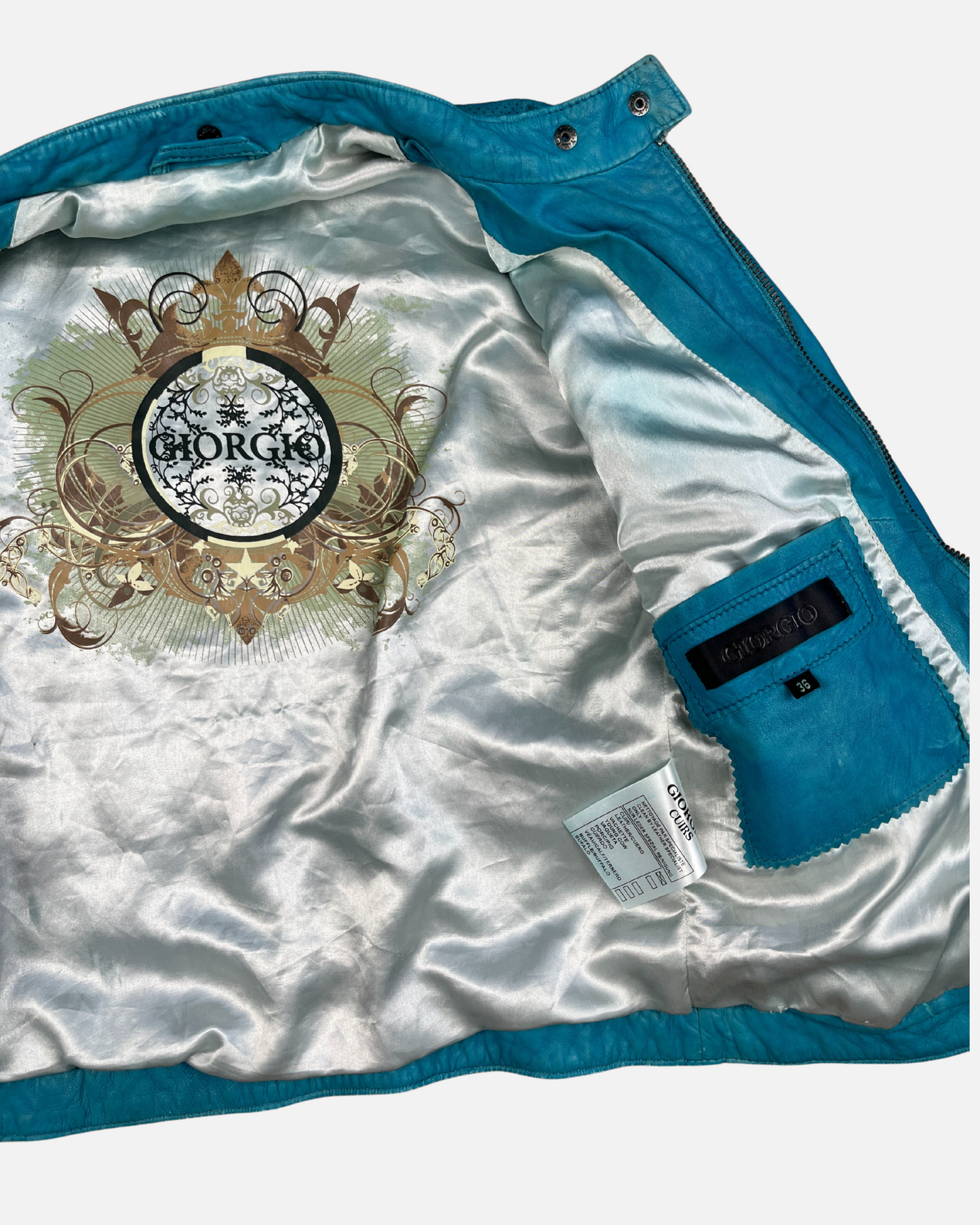 Vintage turquoise leather jacket ☆ size S