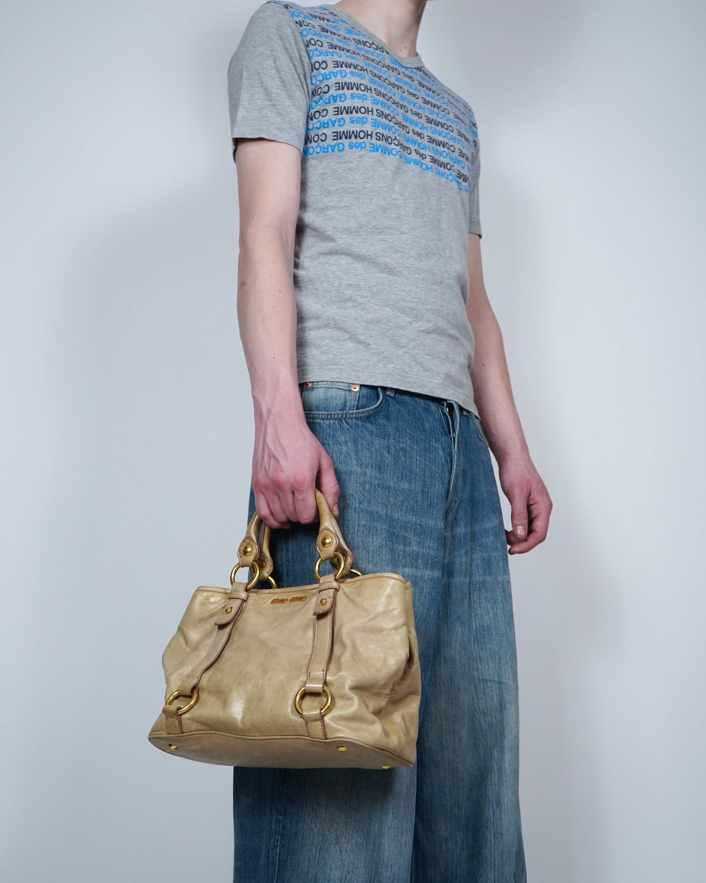 Miu Miu vitello leather 2way bag in beige