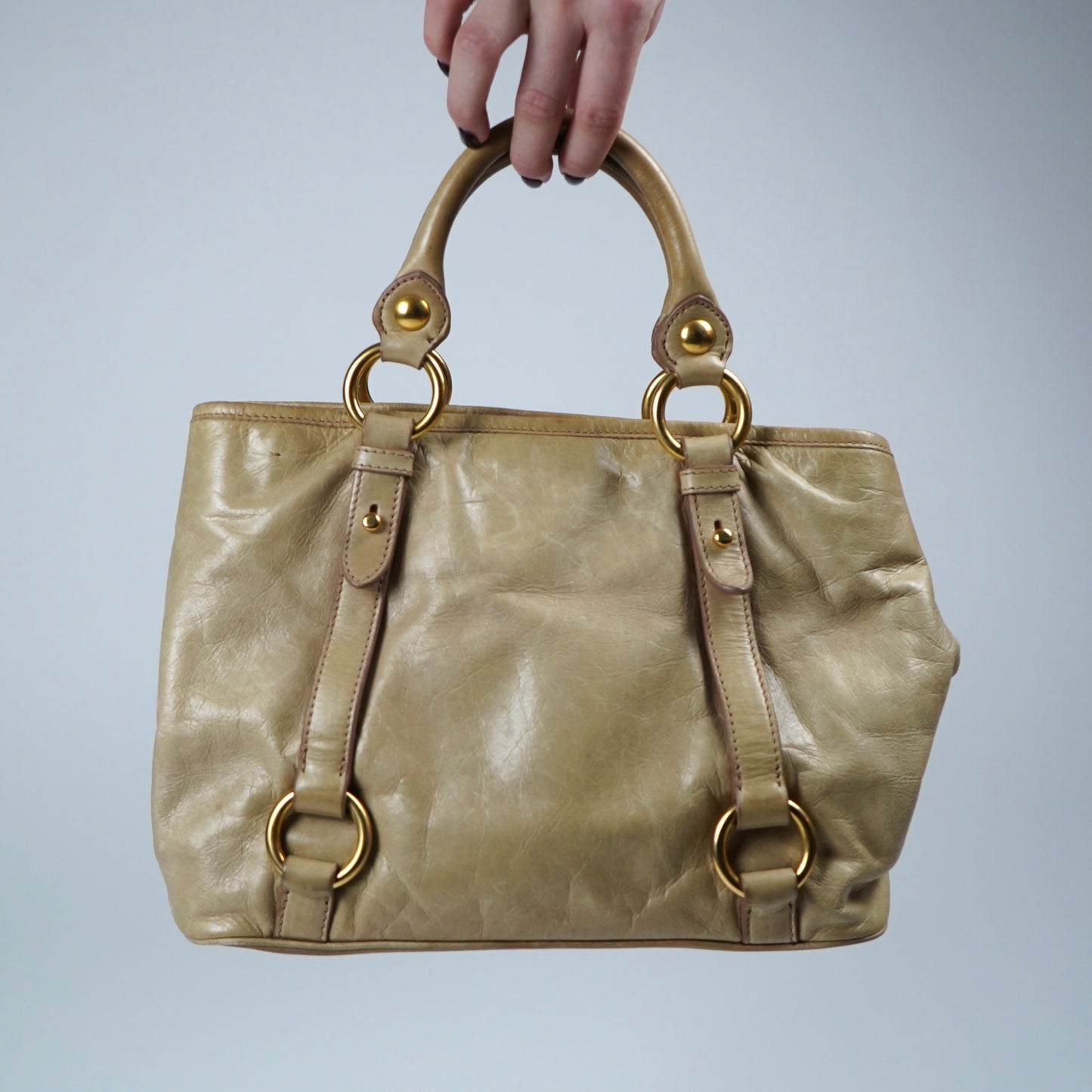 Miu Miu vitello leather 2way bag in beige