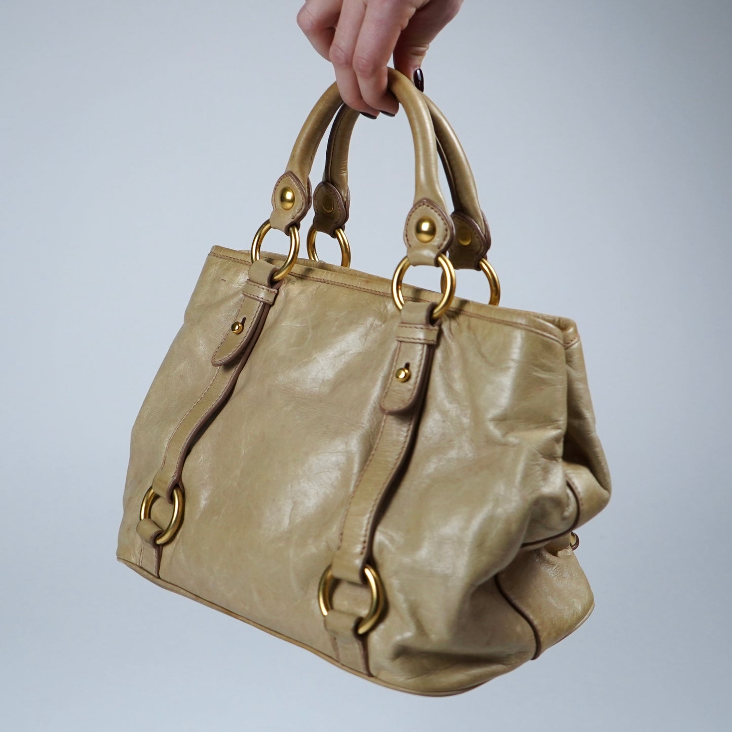 Miu Miu vitello leather 2way bag in beige