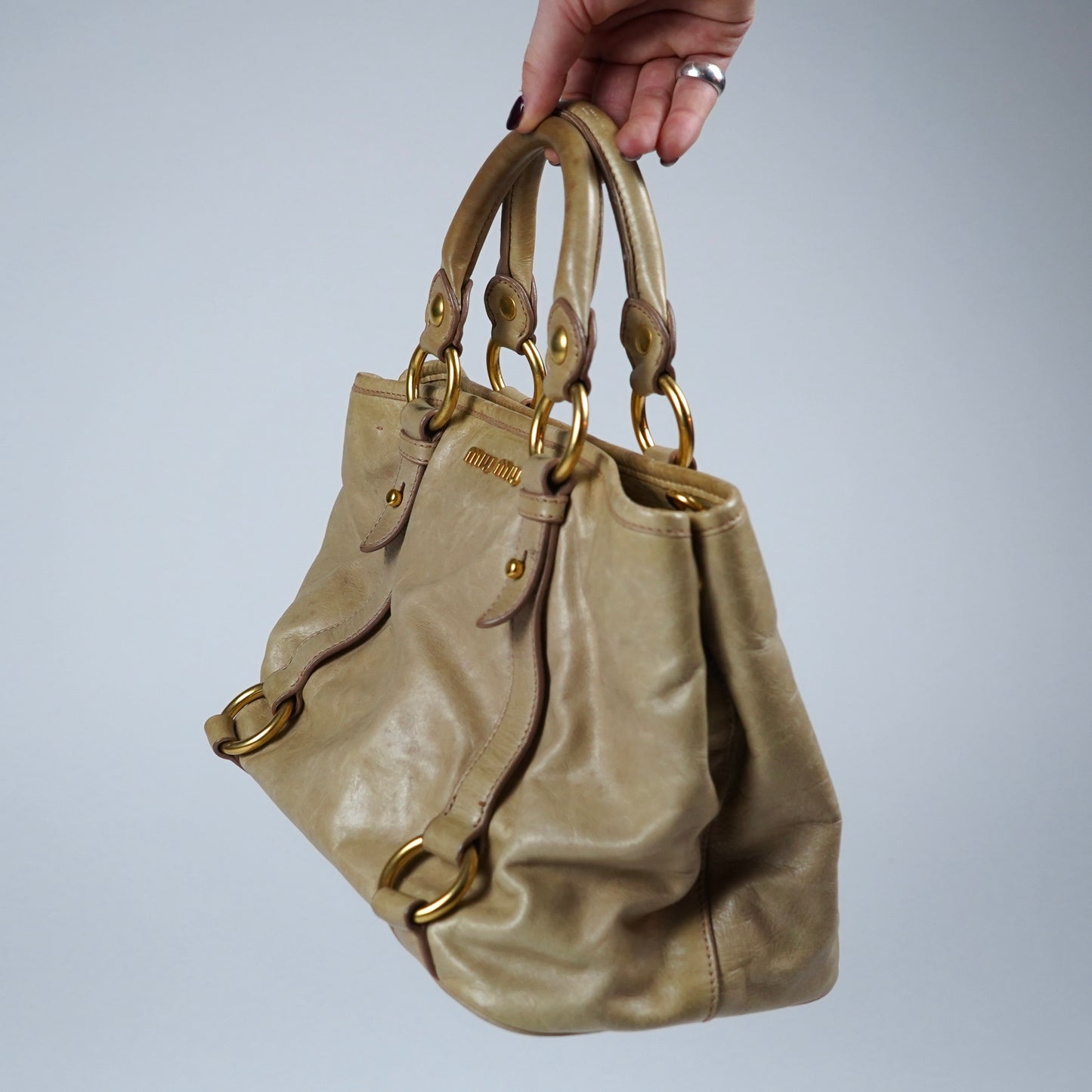 Miu Miu vitello leather 2way bag in beige