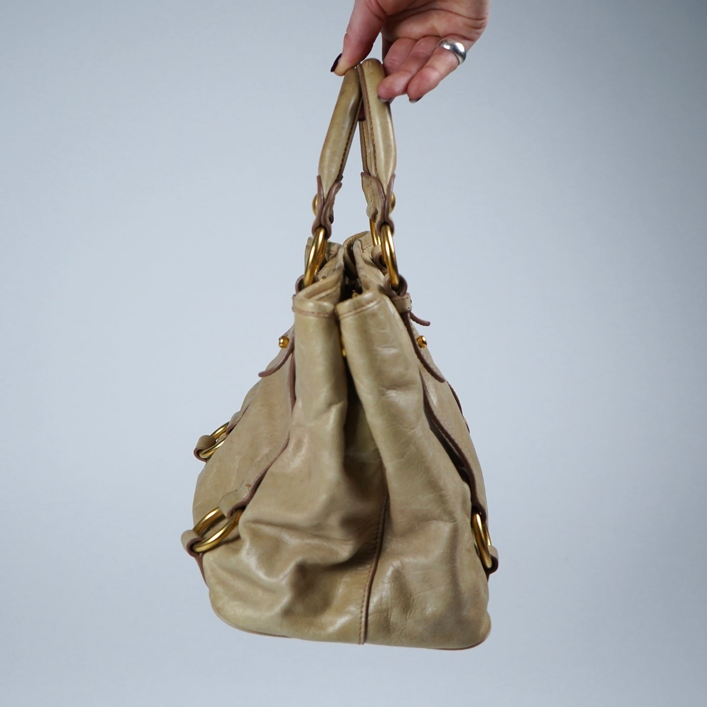 Miu Miu vitello leather 2way bag in beige