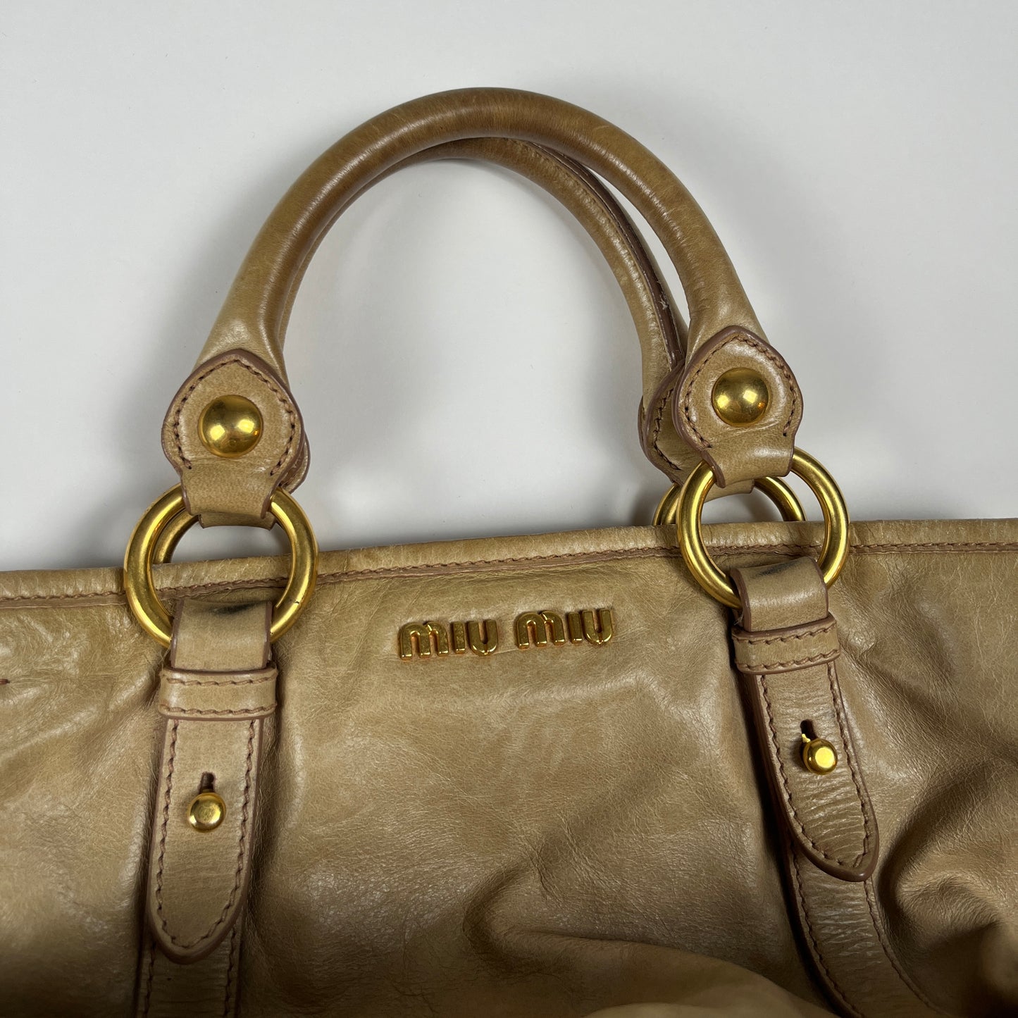 Miu Miu vitello leather 2way bag in beige