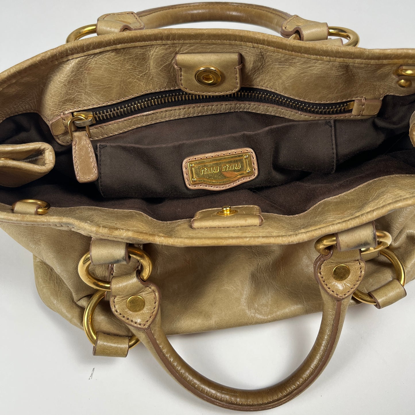 Miu Miu vitello leather 2way bag in beige