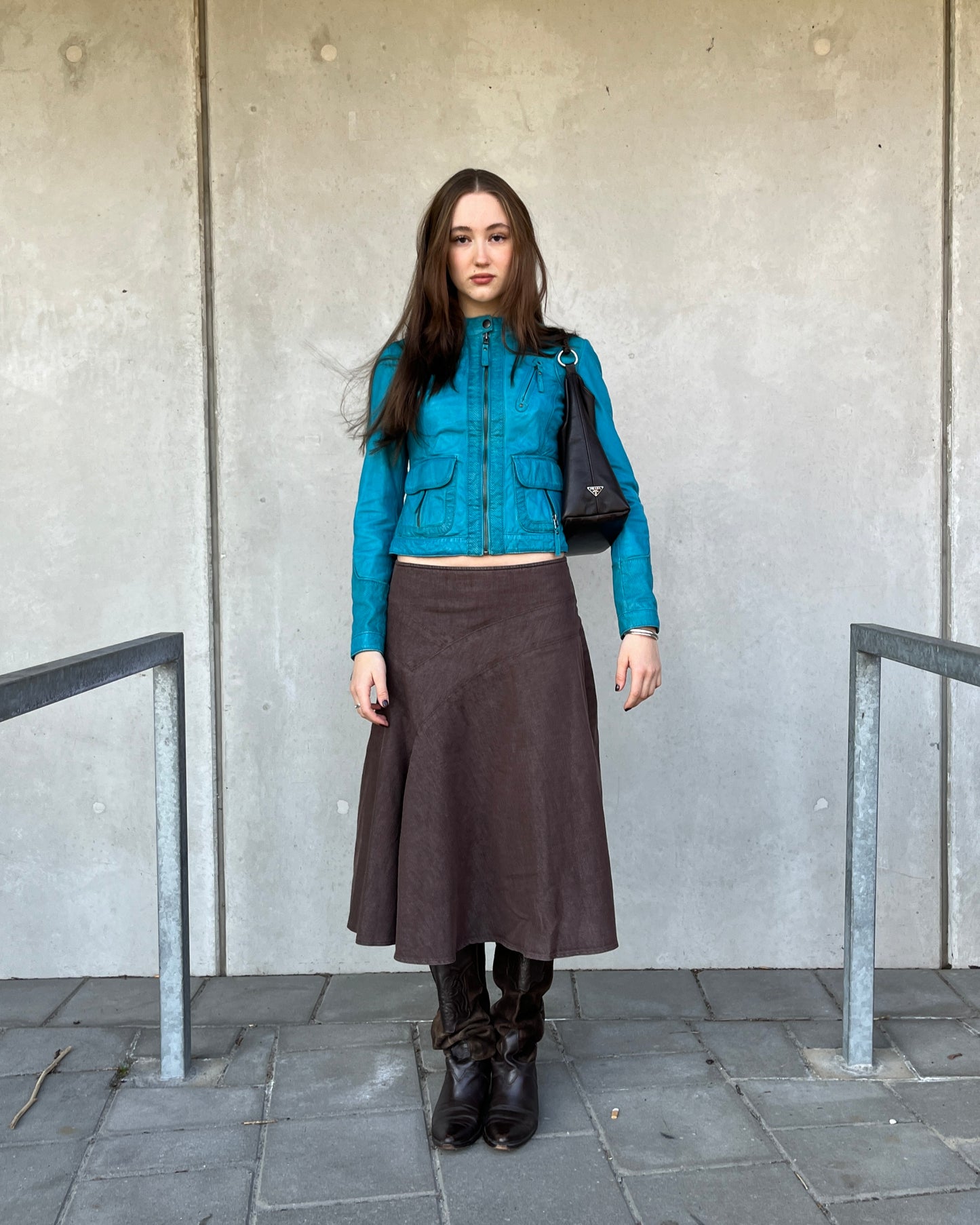 Vintage turquoise leather jacket ☆ size S