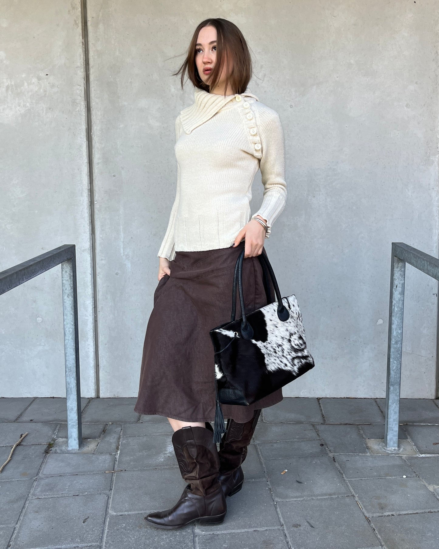vintage asymmetrical knit sweater with☆ size  S