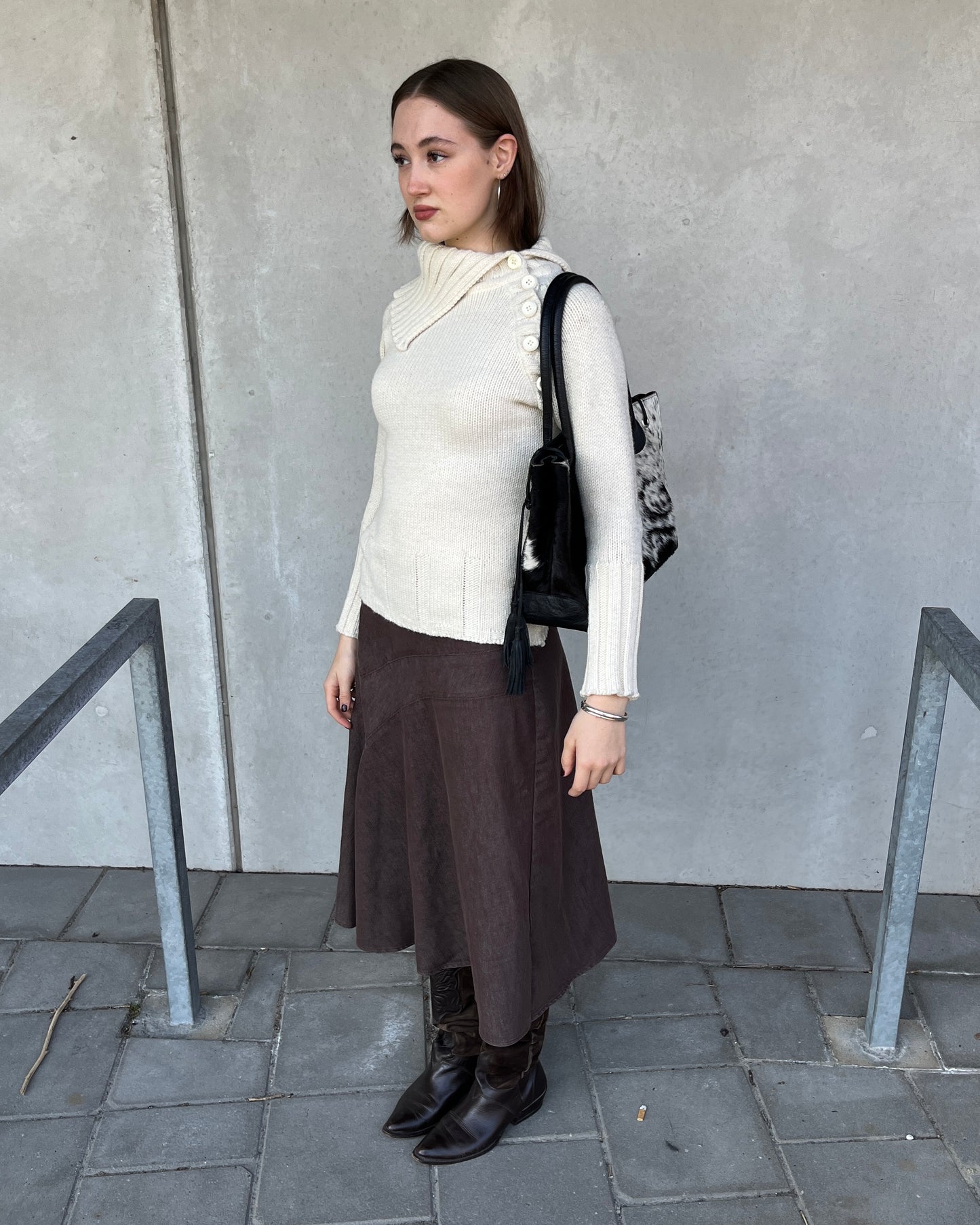 vintage asymmetrical knit sweater with☆ size  S
