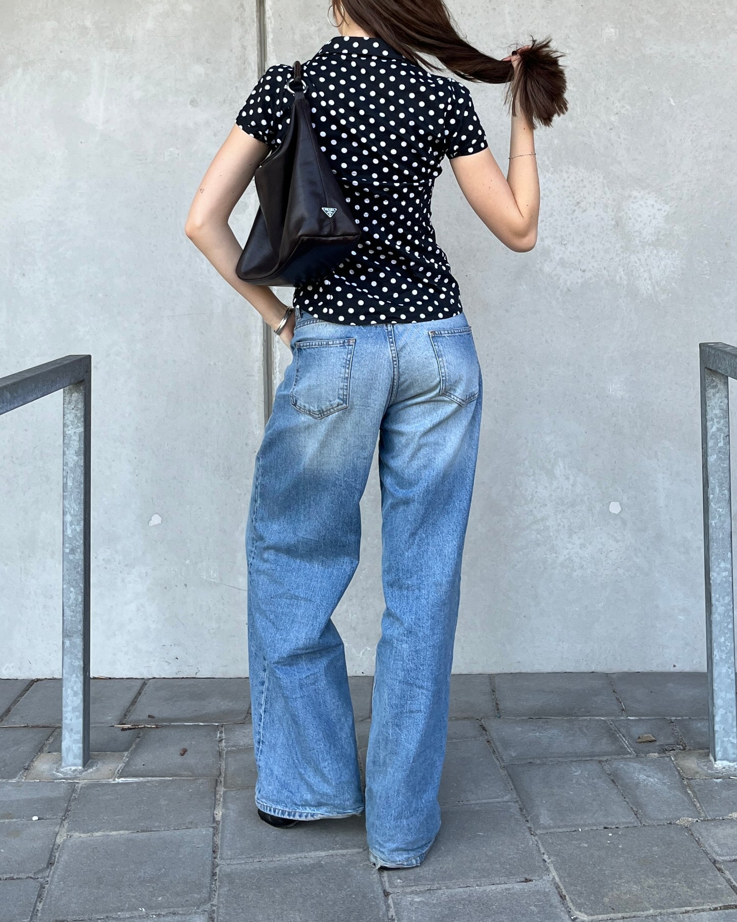 vintage polkadot fitted blouse top ☆ size S