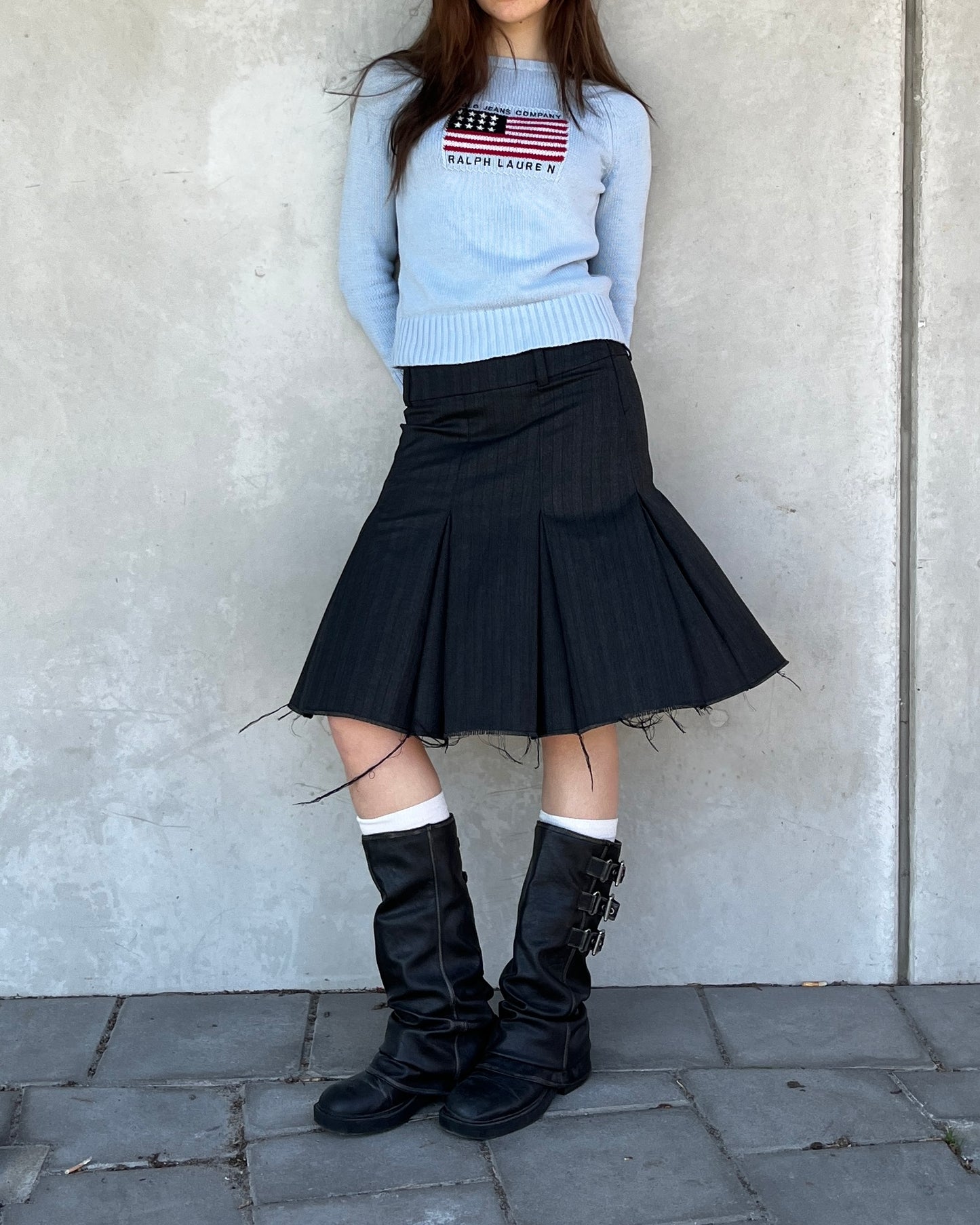 vintage baby blue Raph Lauren american flag knit ☆ size S