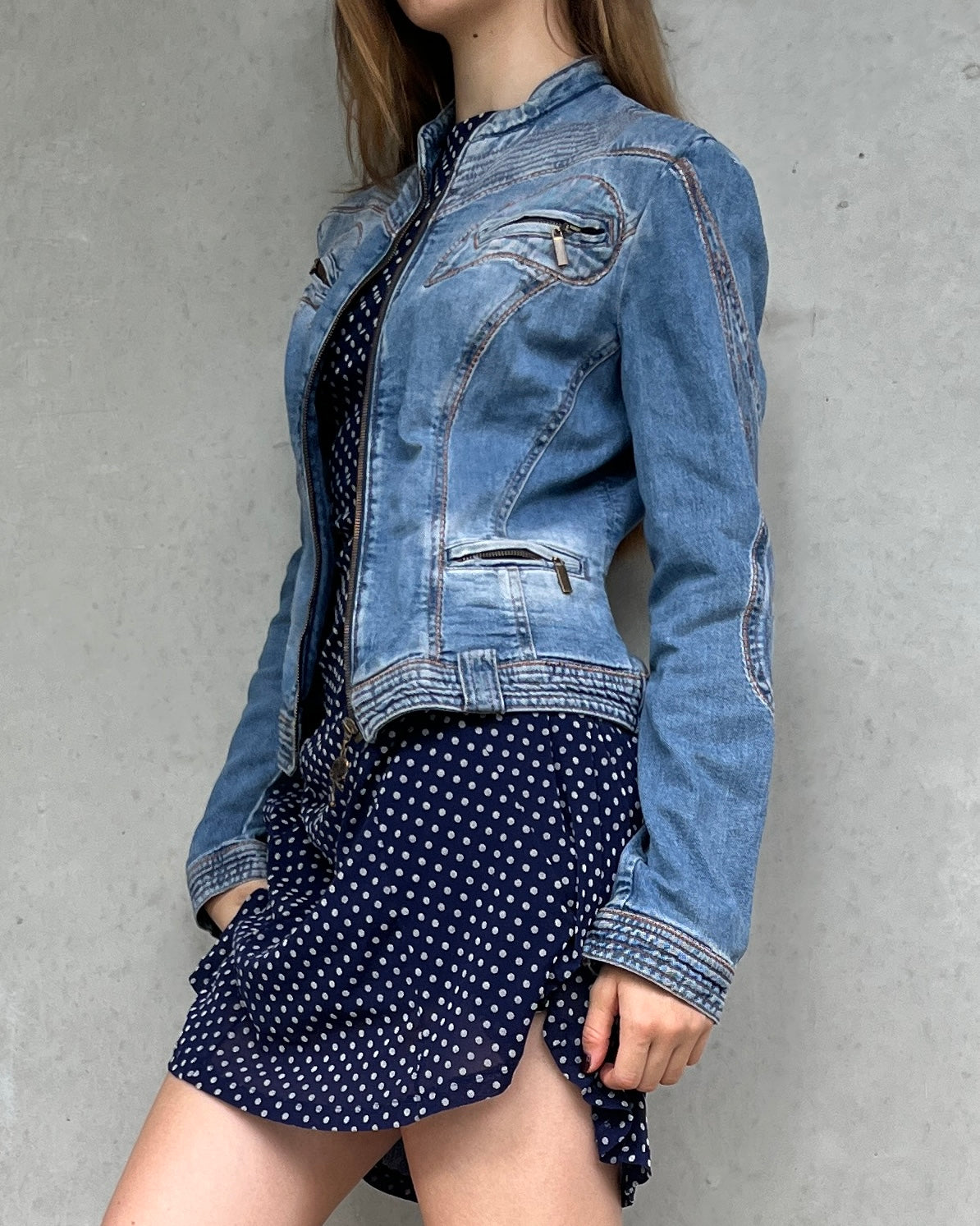 Cavalli denim moto jacket ☆ size M