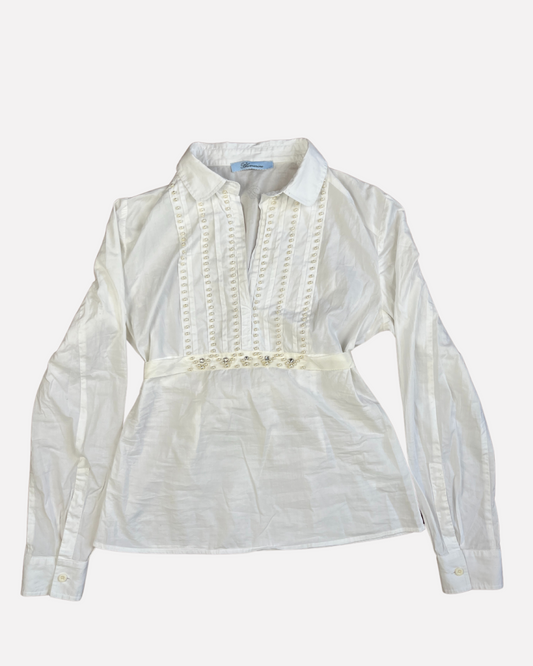Blumarine rhinestone fitted shirt☆ size S
