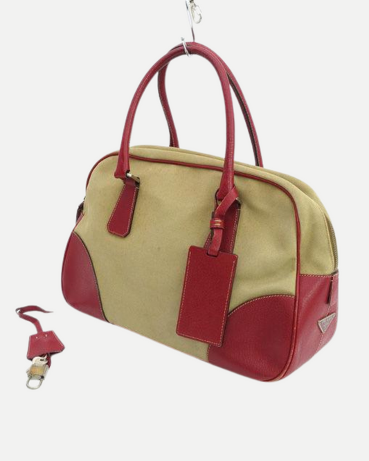 Prada Canapa Bauletto handbag beige red