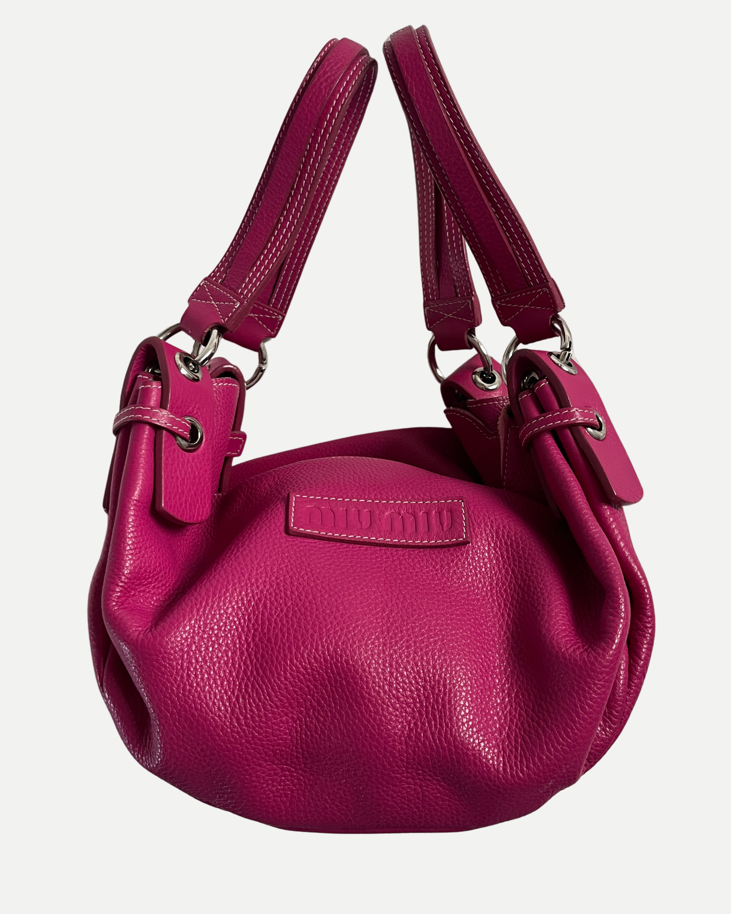 Miu Miu archival Vitello pebbled leather shoulder bag fuchsia pink