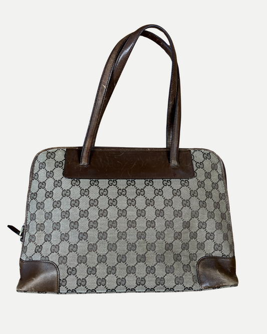 Gucci GG brown monogram laptop bag