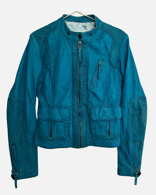 Vintage turquoise leather jacket ☆ size S