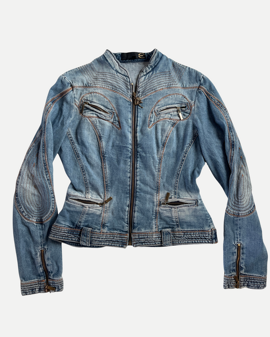 Cavalli denim moto jacket ☆ size M