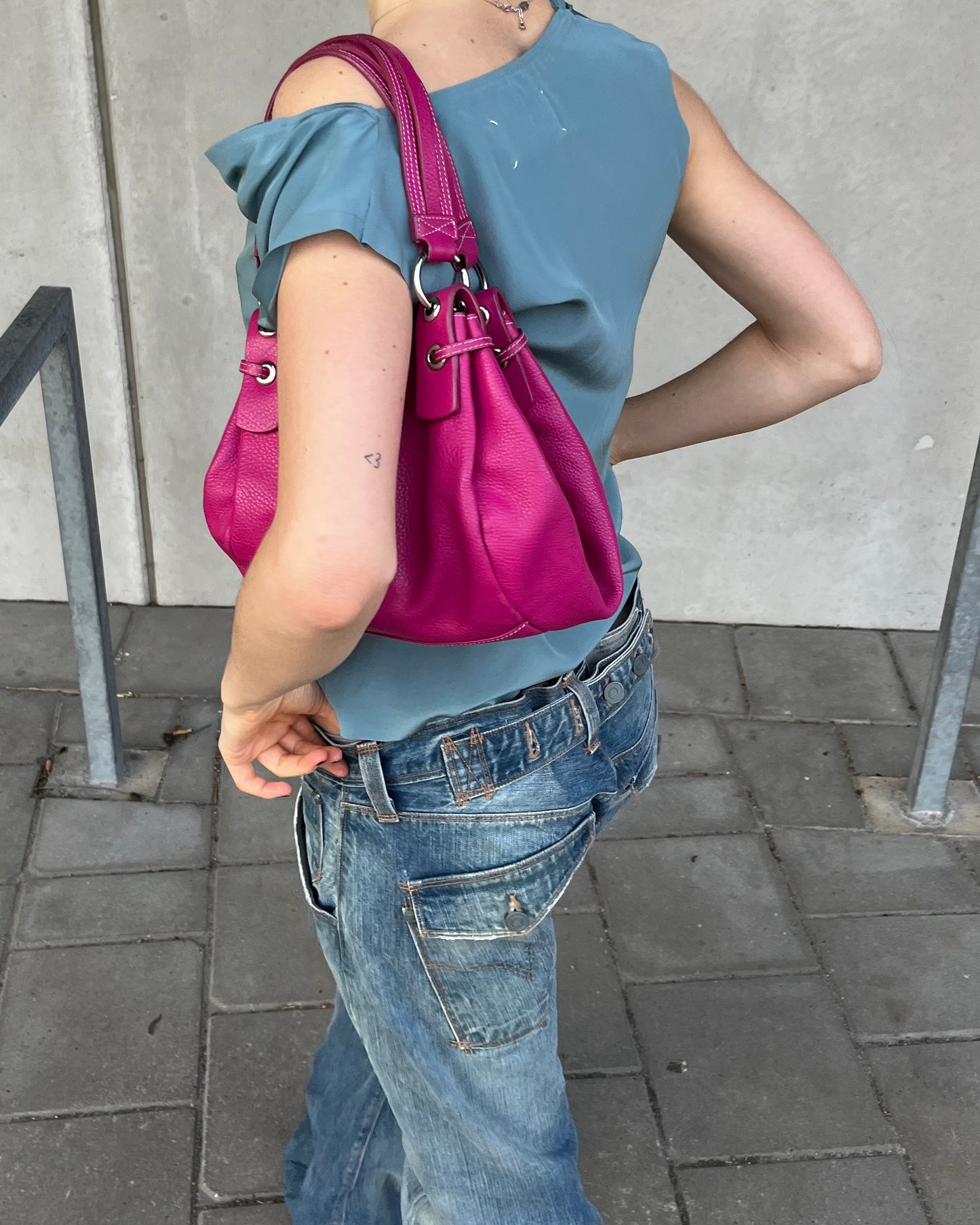 Miu Miu archival Vitello pebbled leather shoulder bag fuchsia pink