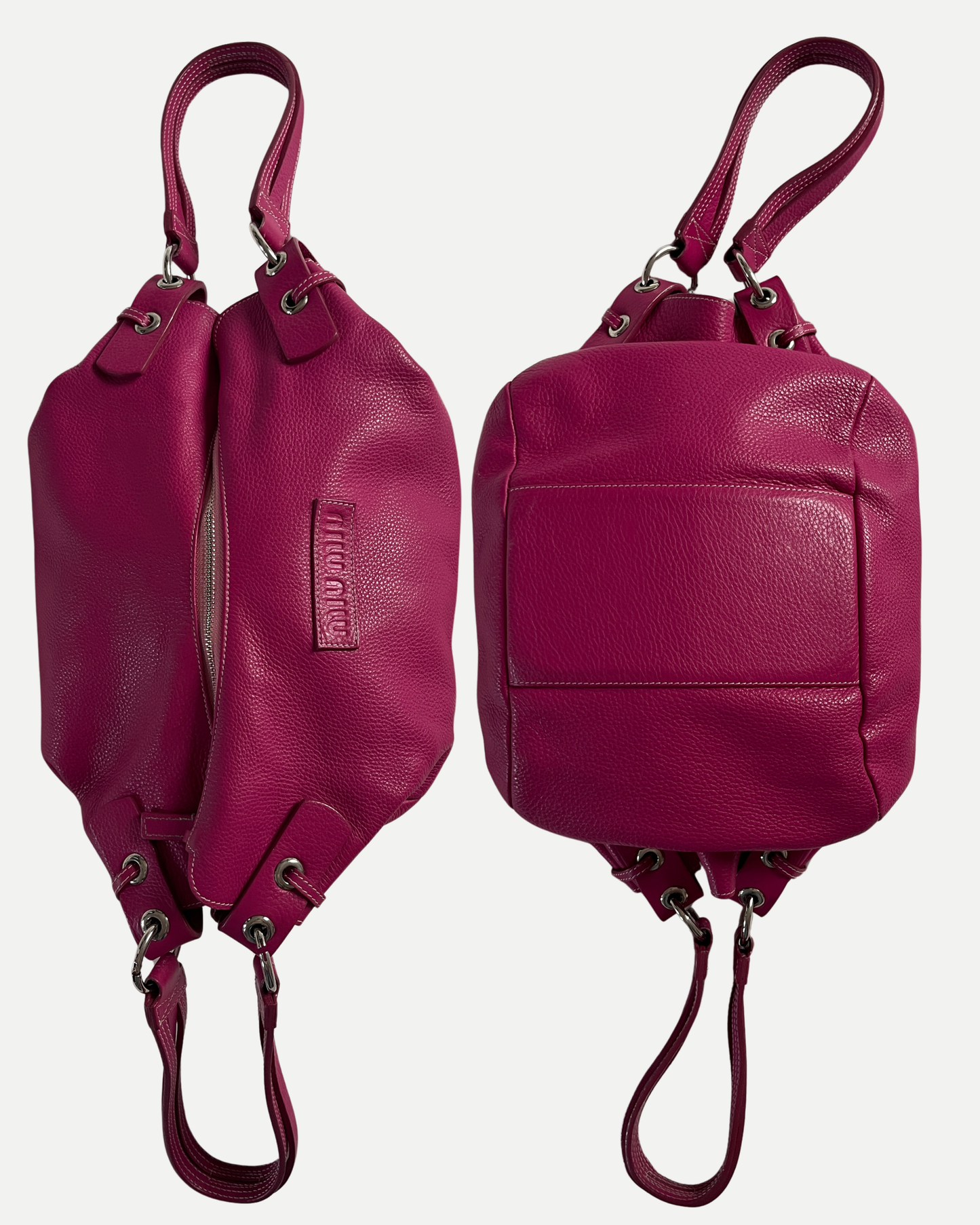 Miu Miu archival Vitello pebbled leather shoulder bag fuchsia pink