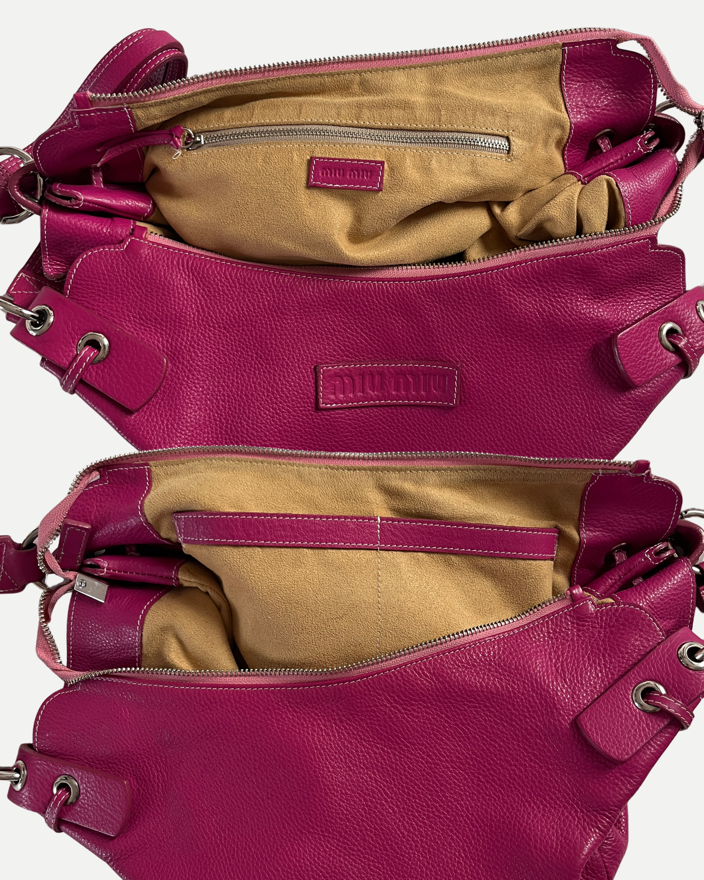 Miu Miu archival Vitello pebbled leather shoulder bag fuchsia pink