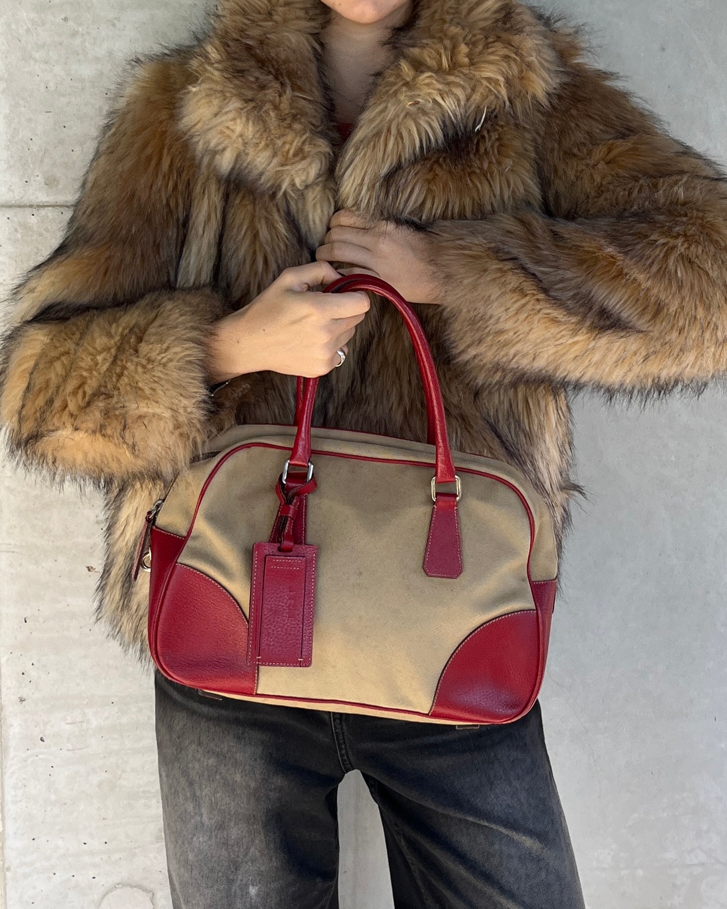 Prada Canapa Bauletto handbag beige red
